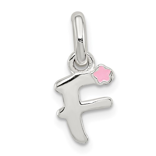 Sterling Silver Letter F Pendant with Enamel