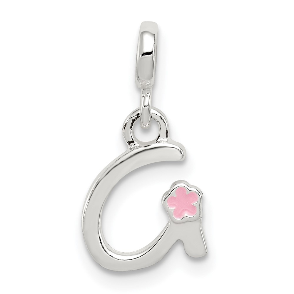 Sterling Silver Letter G Pendant with Enamel