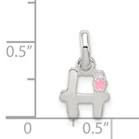 Sterling Silver Letter H Pendant with Enamel view 4