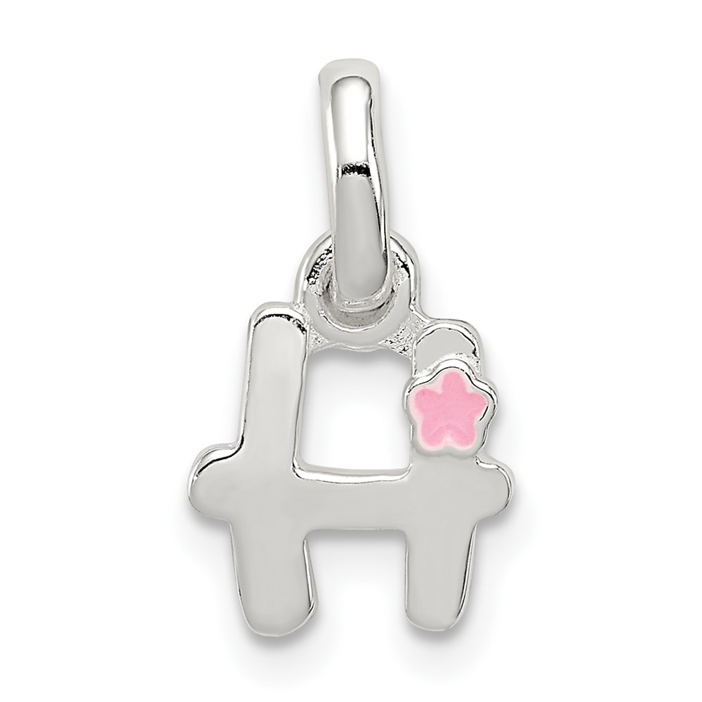 Sterling Silver Letter H Pendant with Enamel