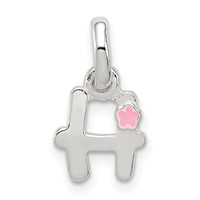 Sterling Silver Letter H Pendant with Enamel view 1