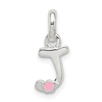 Sterling Silver Letter J Pendant with Enamel view 1