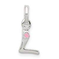 Sterling Silver Letter L with Enamel Pendant view 1