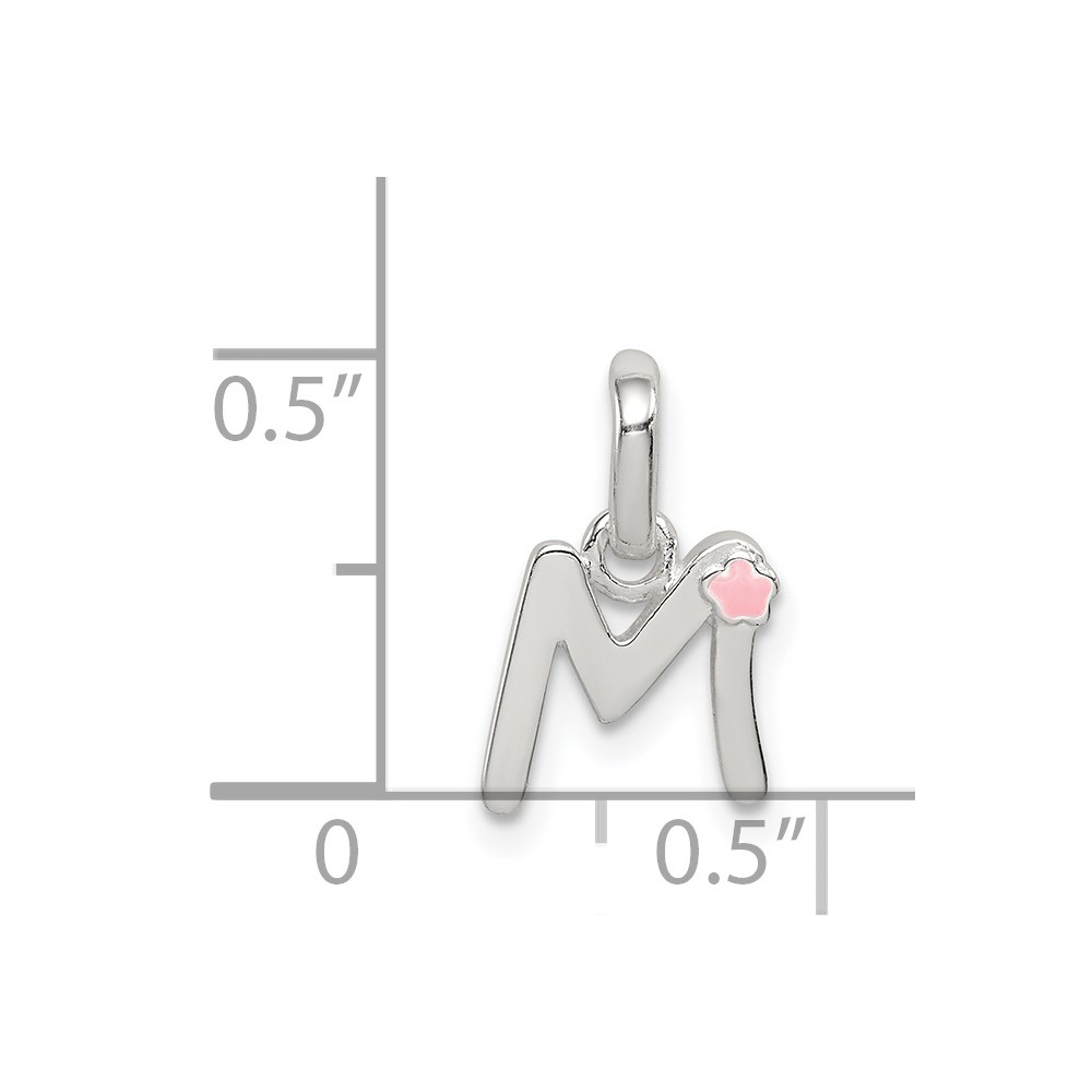 Sterling Silver Letter M with Enamel Pendant (QC7935M)