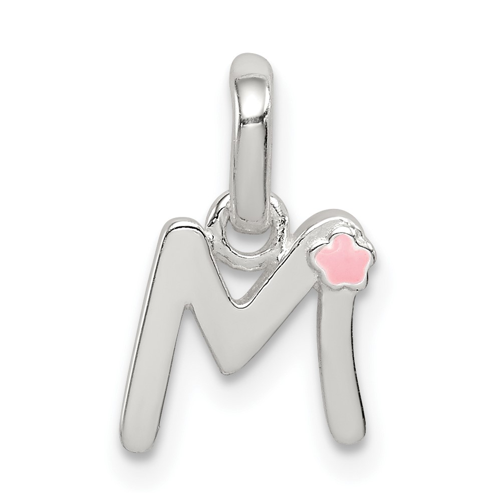 Sterling Silver Letter M with Enamel Pendant (QC7935M)