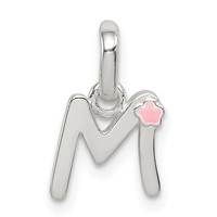 Sterling Silver Letter M Pendant with Enamel view 1