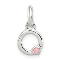 Sterling Silver Letter O Pendant with Enamel view 1