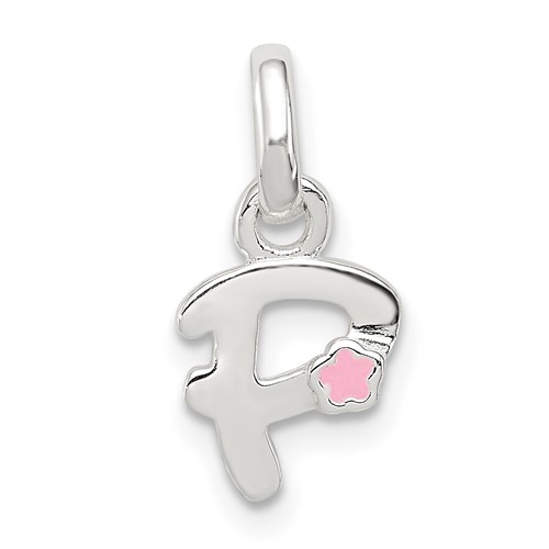Sterling Silver Letter P Pendant with Enamel