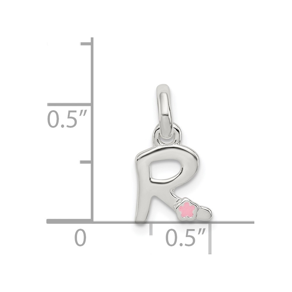 Sterling Silver Letter R with Enamel Pendant (QC7935R)