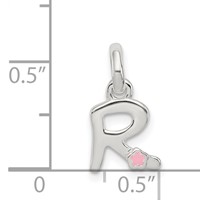 Sterling Silver Letter R Pendant with Enamel view 4