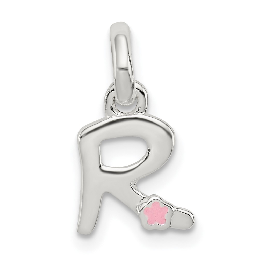 Sterling Silver Letter R with Enamel Pendant (QC7935R)
