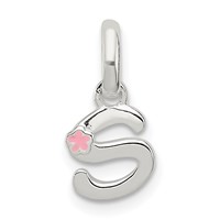Sterling Silver Letter S Pendant with Enamel view 1