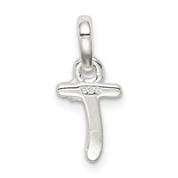 Sterling Silver Letter T Pendant with Enamel view 3