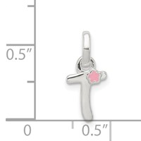 Sterling Silver Letter T Pendant with Enamel view 4