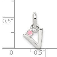 Sterling Silver Letter V with Enamel Pendant view 4