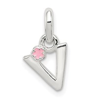 Sterling Silver Letter V with Enamel Pendant view 1