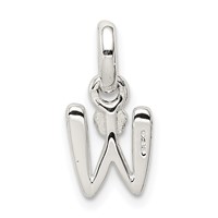 Sterling Silver Letter W Pendant with Enamel view 3