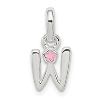 Sterling Silver Letter W Pendant with Enamel view 1