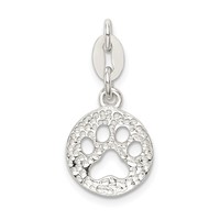 Sterling Silver Round Paw Print Pendant view 4