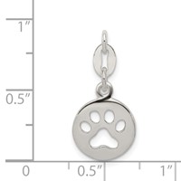 Sterling Silver Round Paw Print Pendant view 3