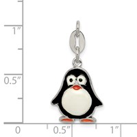 Sterling Silver Enameled Penguin Pendant view 3