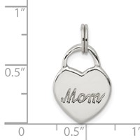 Sterling Silver Polished Mom Heart Charm view 3