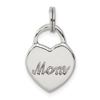 Sterling Silver Polished Mom Heart Charm view 1