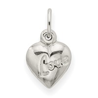 Sterling Silver Polished Love Reversible Puff Heart Charm view 3