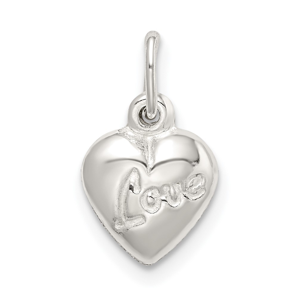 Sterling Silver Polished Love Reversible Puff Heart Charm