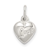Sterling Silver Polished Love Reversible Puff Heart Charm view 1
