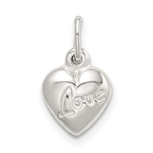 Sterling Silver Polished Love Reversible Puffed Heart Charm