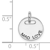 Sterling Silver Rhodium-plated Polished Mad Love Pendant view 4