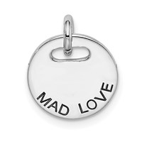 Sterling Silver Rhodium-plated Polished Mad Love Pendant view 1