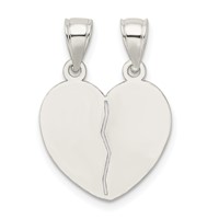 Sterling Silver Polished I Love You 2-Piece Break-Apart Heart Pendant view 4