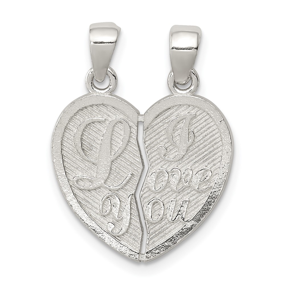 Sterling Silver Polished I Love You 2-Piece Break-Apart Heart Pendant