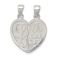Sterling Silver Polished I Love You 2-Piece Break-Apart Heart Pendant view 1