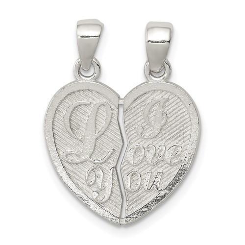 Sterling Silver Polished I Love You 2-Piece Break-Apart Heart Pendant
