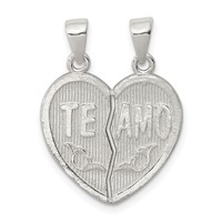 Sterling Silver Polished Te Amo Break Apart Heart Pendant view 1