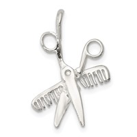 Sterling Silver Comb & Scissors Charm view 1