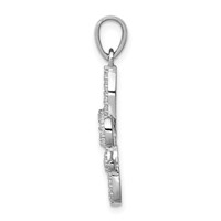 Sterling Silver Rhodium-plated CZ Fleur De Lis Pendant view 2