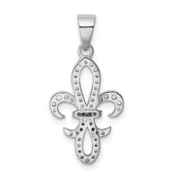 Sterling Silver Rhodium-plated CZ Fleur De Lis Pendant view 3