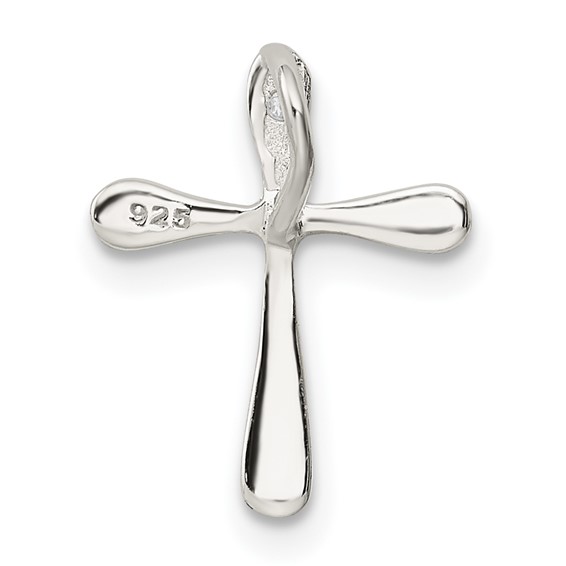 Sterling Silver Polished Diamond Cross Chain Slide