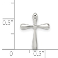 Sterling Silver Polished Diamond Cross Chain Slide view 3