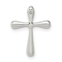 Sterling Silver Polished Diamond Cross Chain Slide view 1