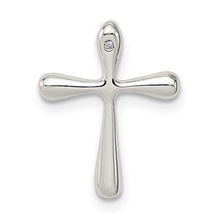 Sterling Silver Polished Diamond Cross Chain Slide