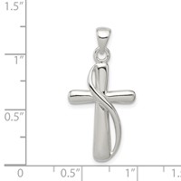 Sterling Silver Polished Cross Pendant view 3