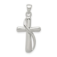 Sterling Silver Polished Cross Pendant view 1