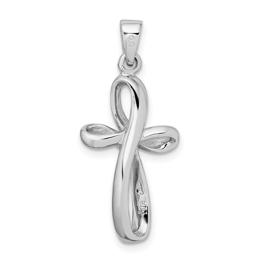 Sterling Silver Rhodium-plated Polished Cross Pendant (QC8121)