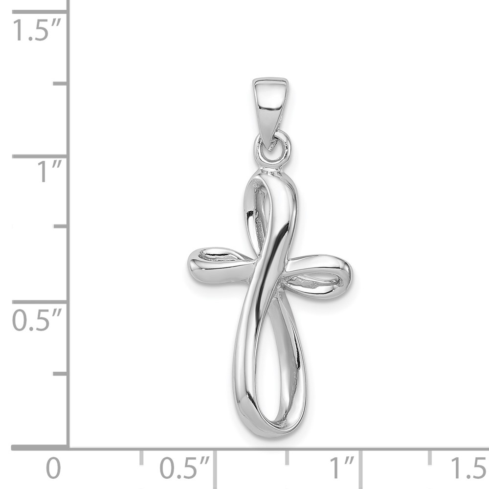Sterling Silver Rhodium-plated Polished Cross Pendant (QC8121)