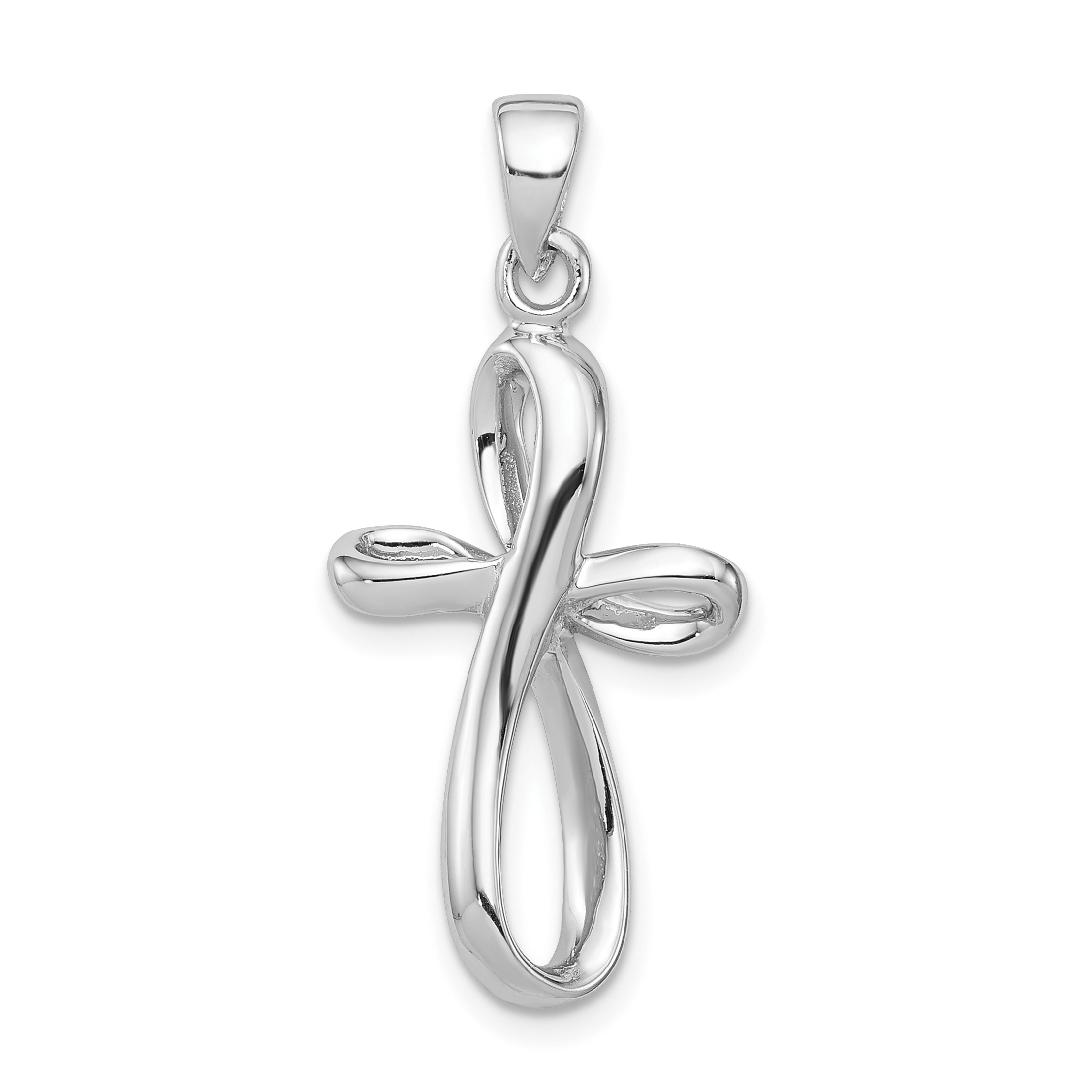 Sterling Silver Rhodium-plated Polished Cross Pendant (QC8121)